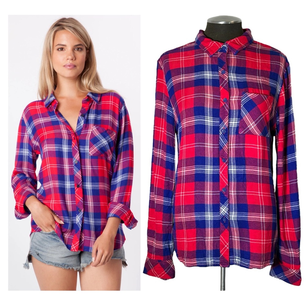 Allison Joy – Plaid Long Sleeve Button Down Shirt –Evereve - Large